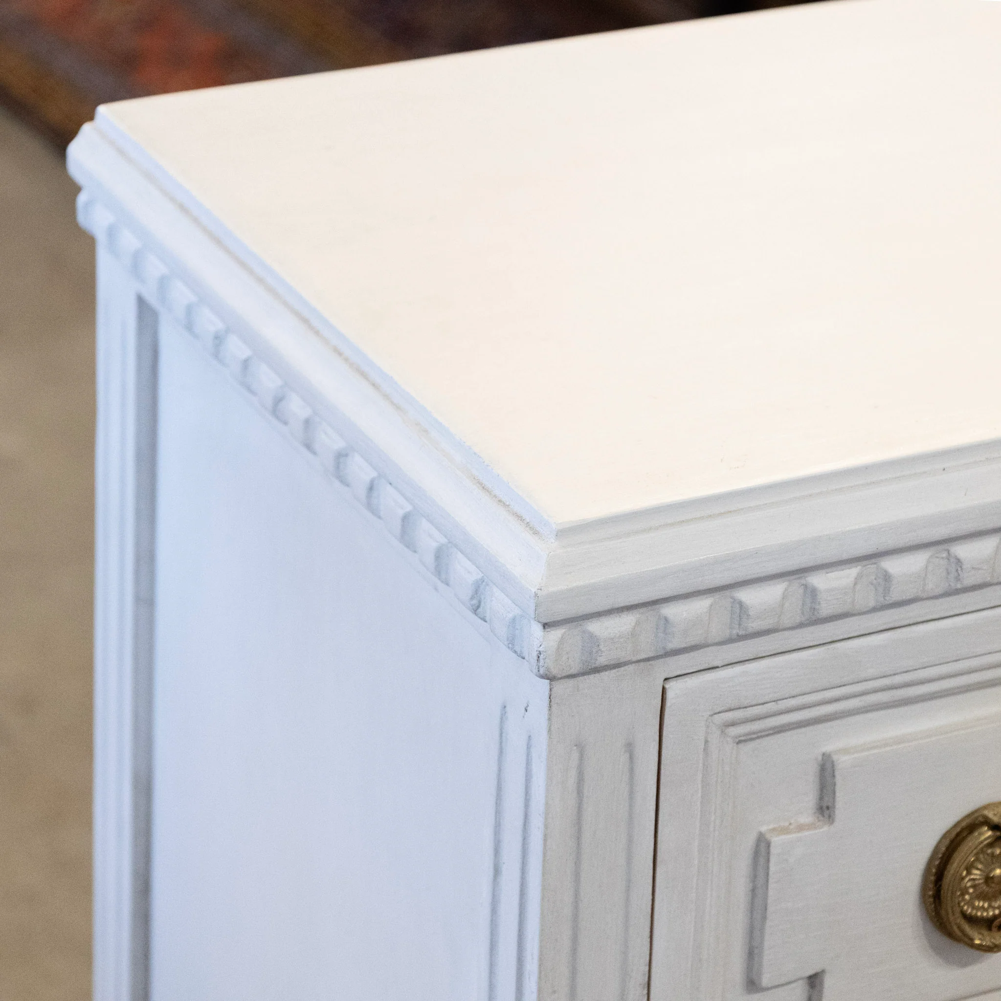 Swedish Painted 2-Drawer Short Nightstand – Dove White - Image 7