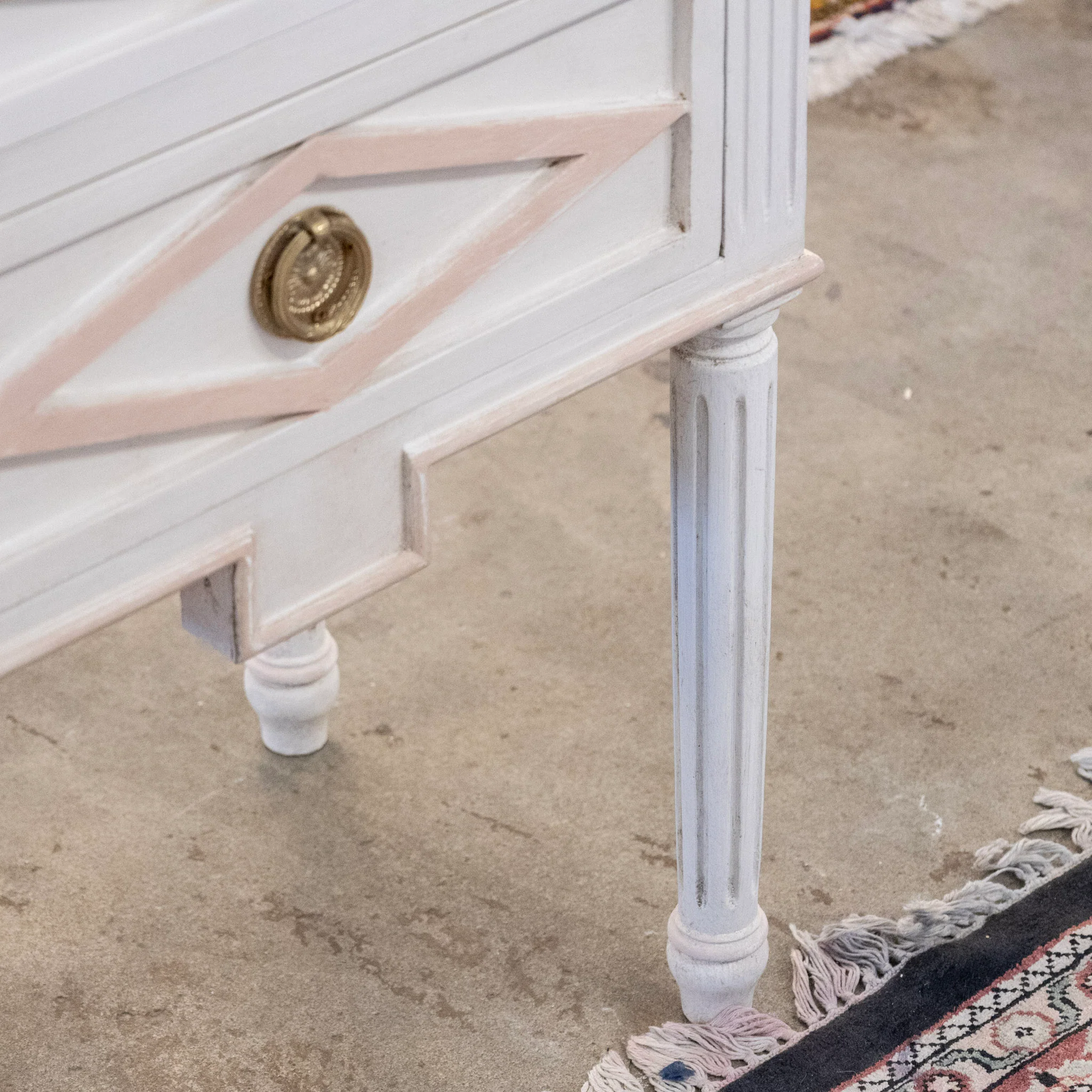 Swedish Petite 2-Drawer Nightstand – Pink Diamond Trim in Dove White - Image 5