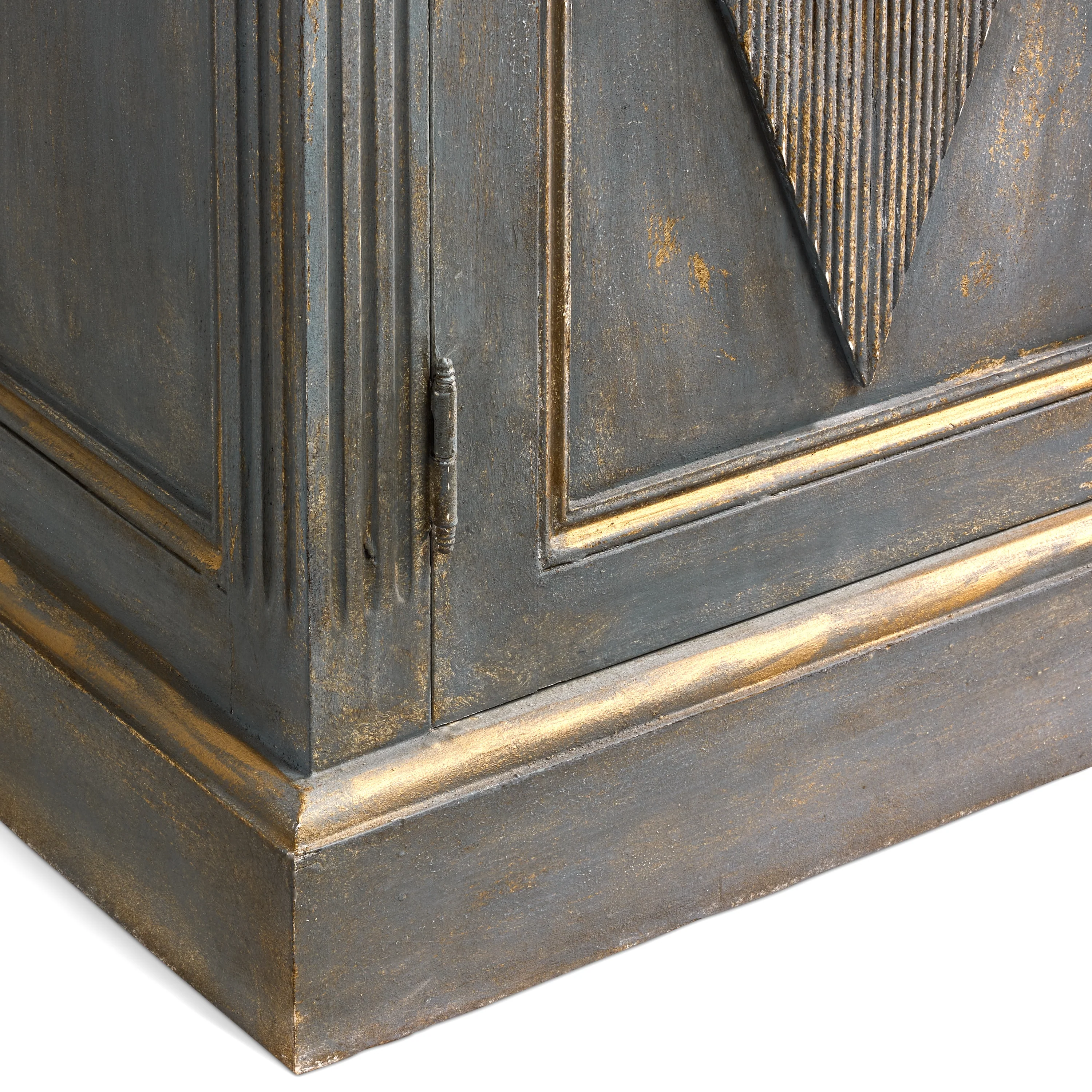 Swedish Reeded Diamond Buffet in Steel Gray with Gold - Image 4
