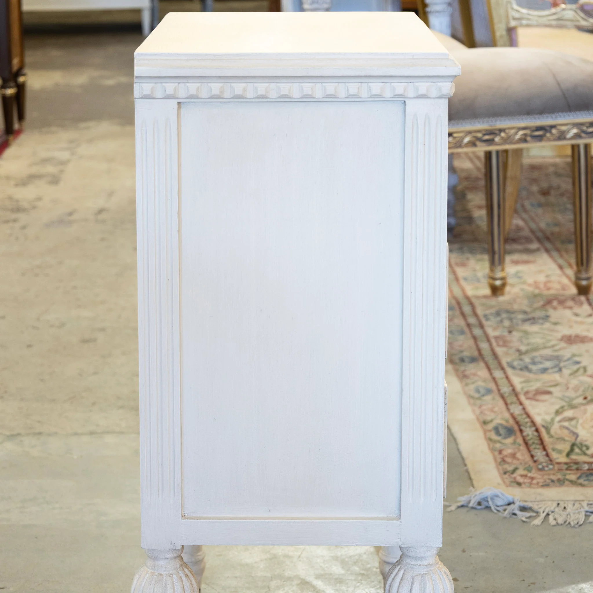 Swedish Slim 3-Drawer Nightstand – Antique White Finish - Image 5