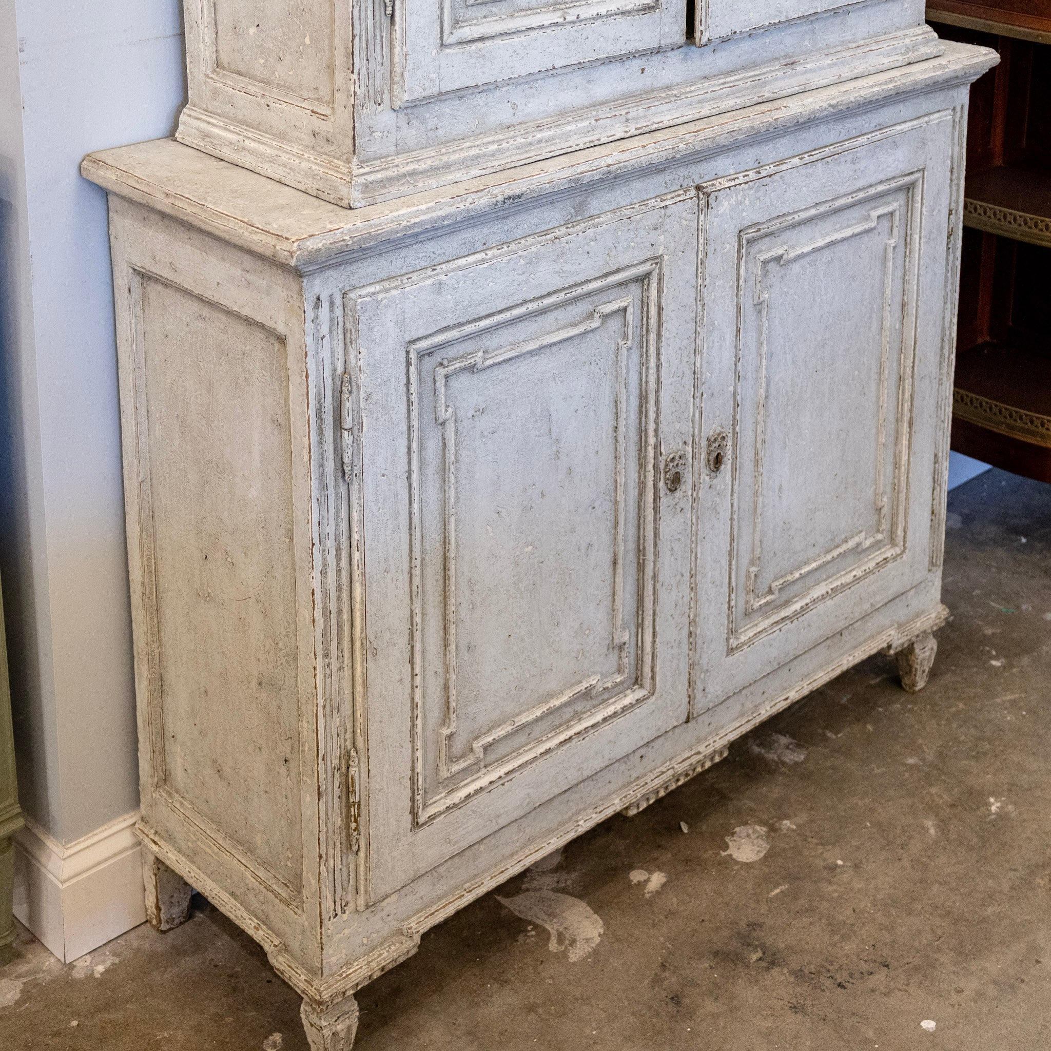 Pair of Swedish Tall Painted Cabinets – Distressed Grey Finish - Image 11