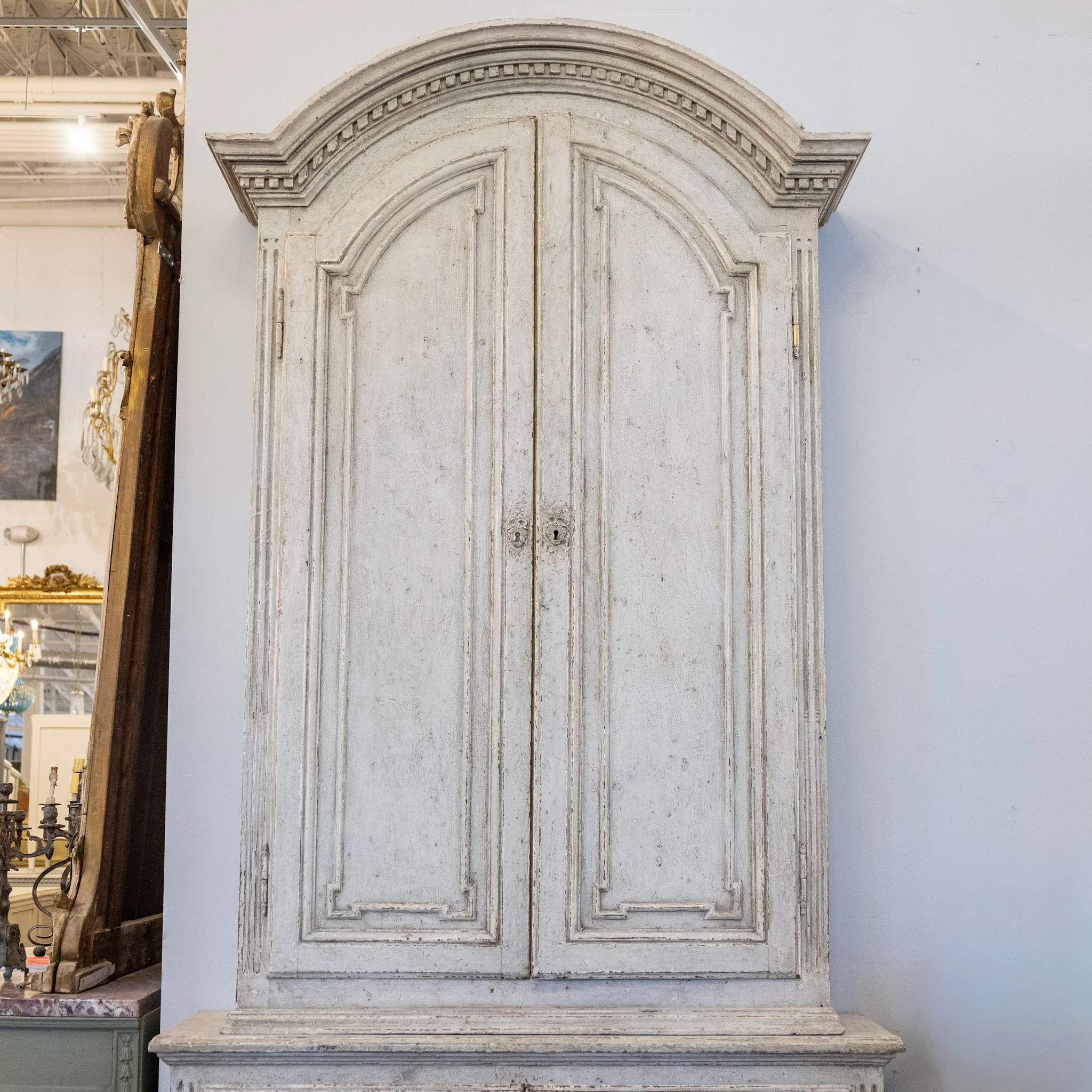 Pair of Swedish Tall Painted Cabinets – Distressed Grey Finish - Image 4