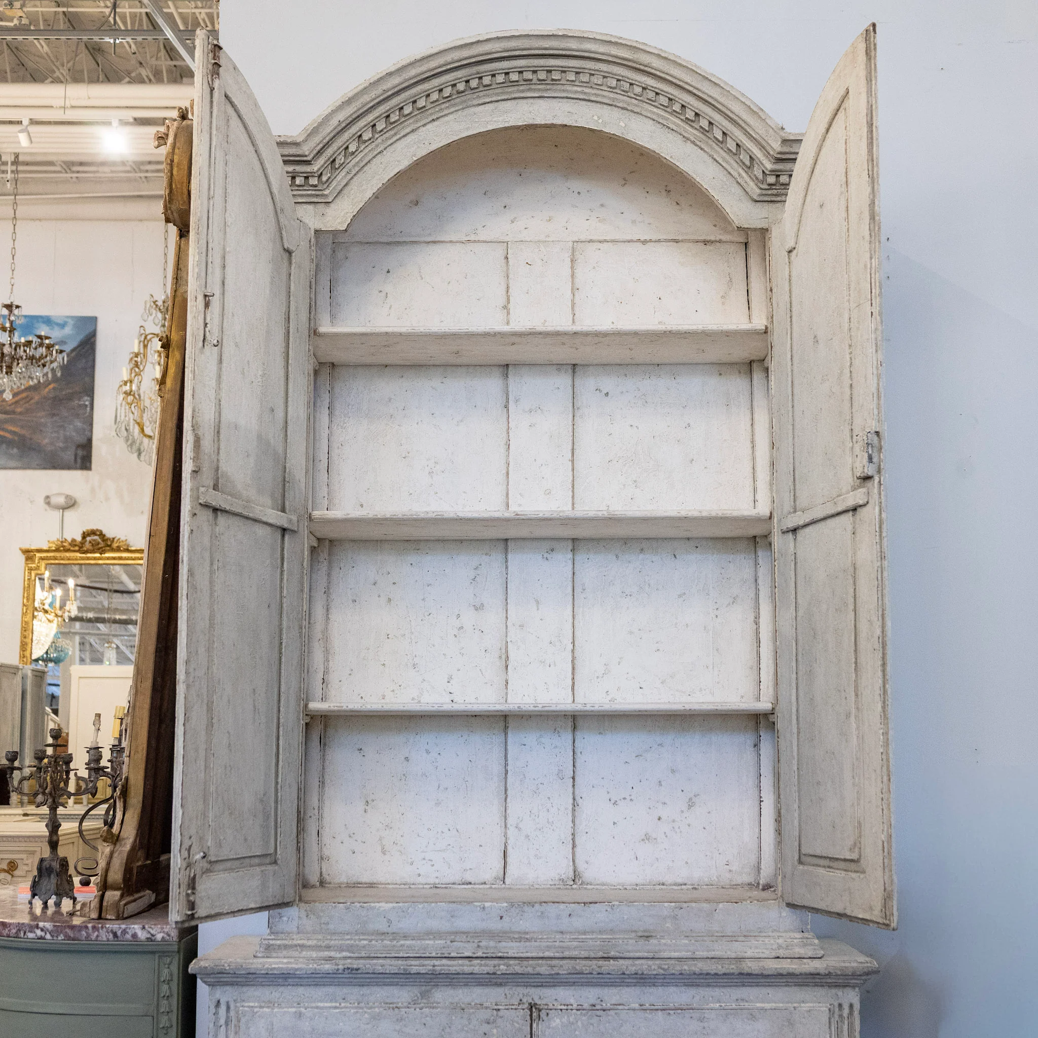 Pair of Swedish Tall Painted Cabinets – Distressed Grey Finish - Image 5