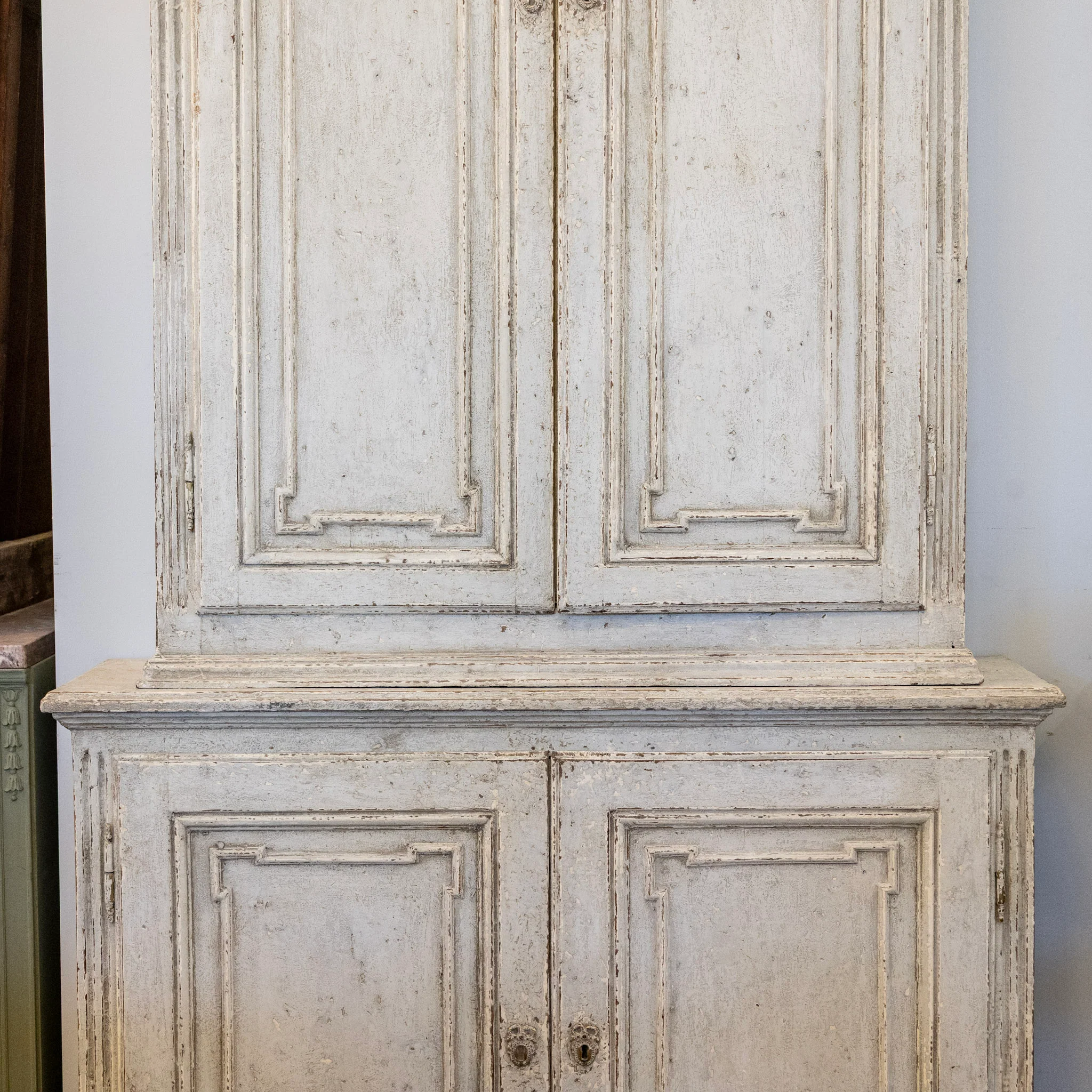 Pair of Swedish Tall Painted Cabinets – Distressed Grey Finish - Image 7