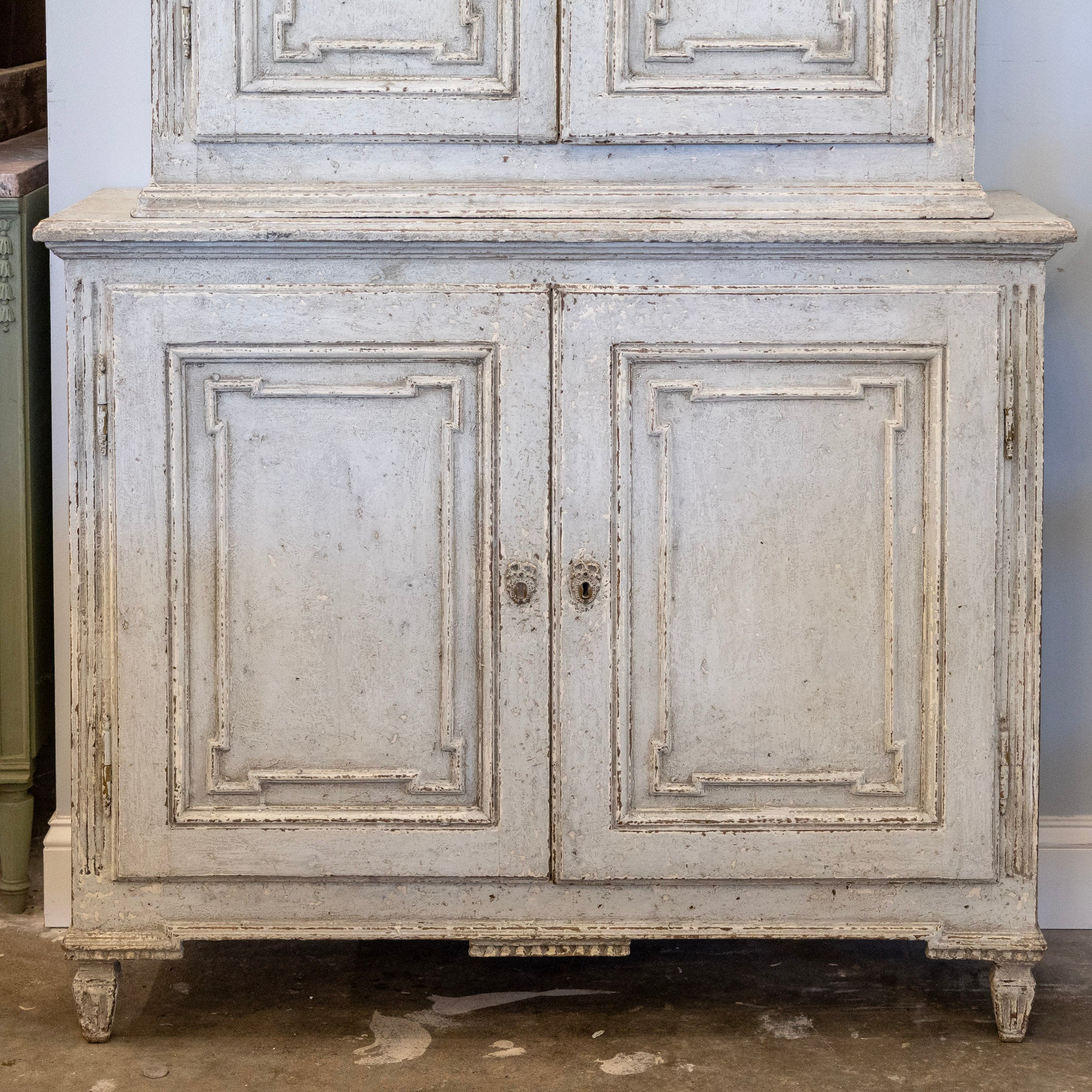 Pair of Swedish Tall Painted Cabinets – Distressed Grey Finish - Image 8