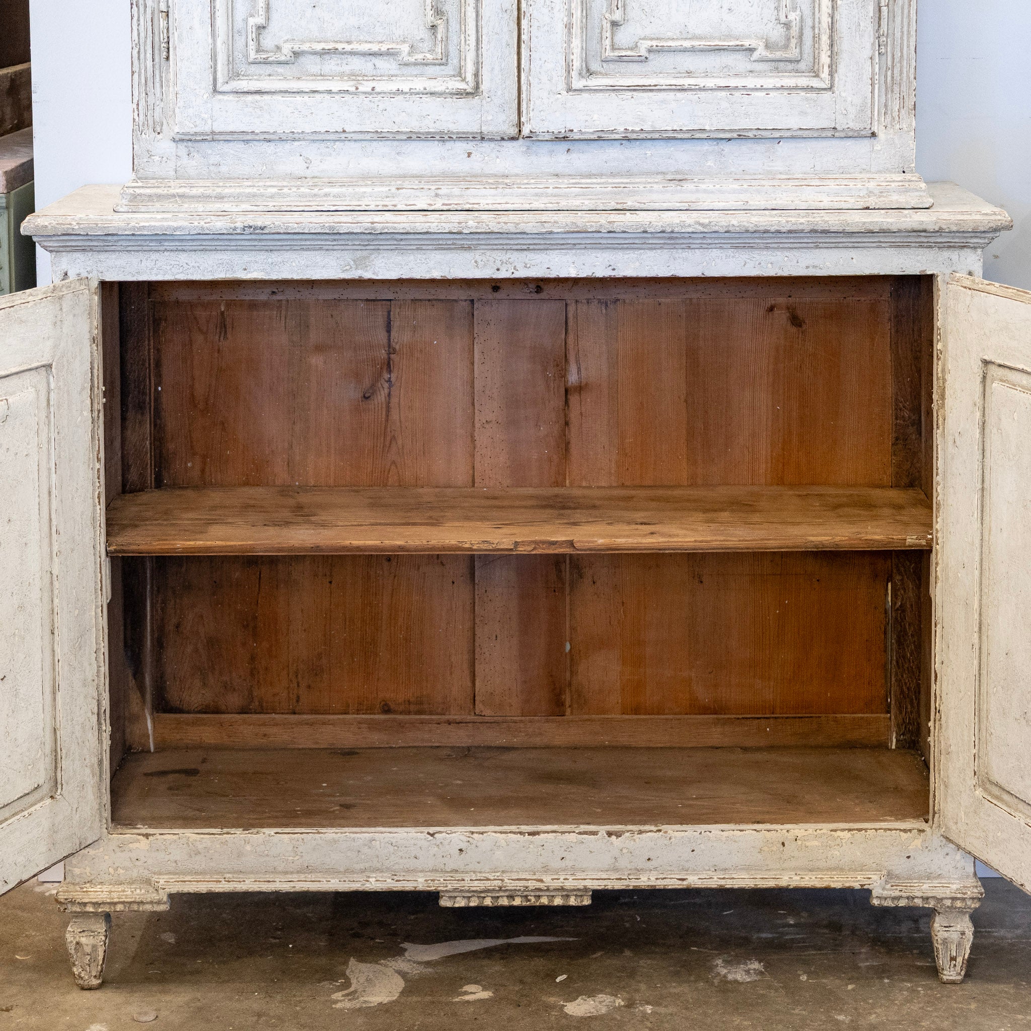 Pair of Swedish Tall Painted Cabinets – Distressed Grey Finish - Image 9