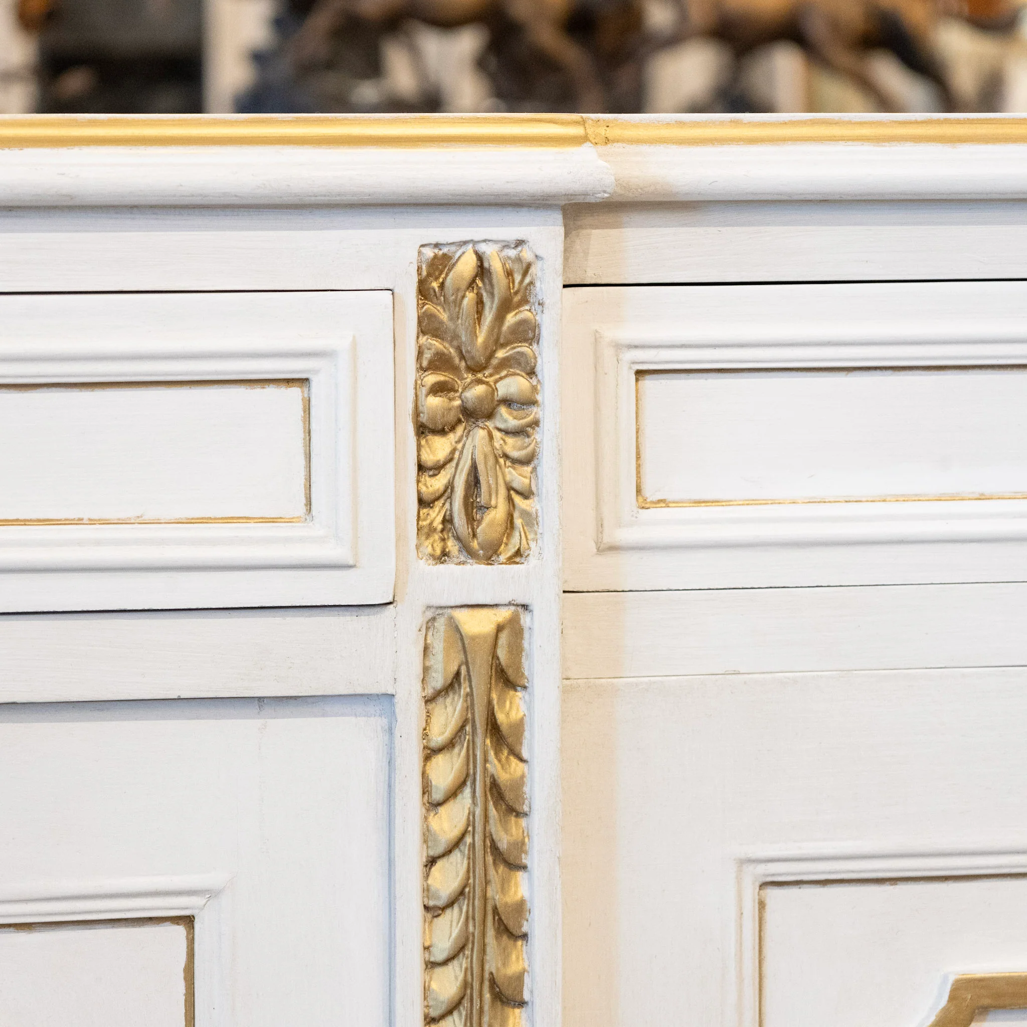Swedish White Painted Sideboard with Gold Accents - Image 12