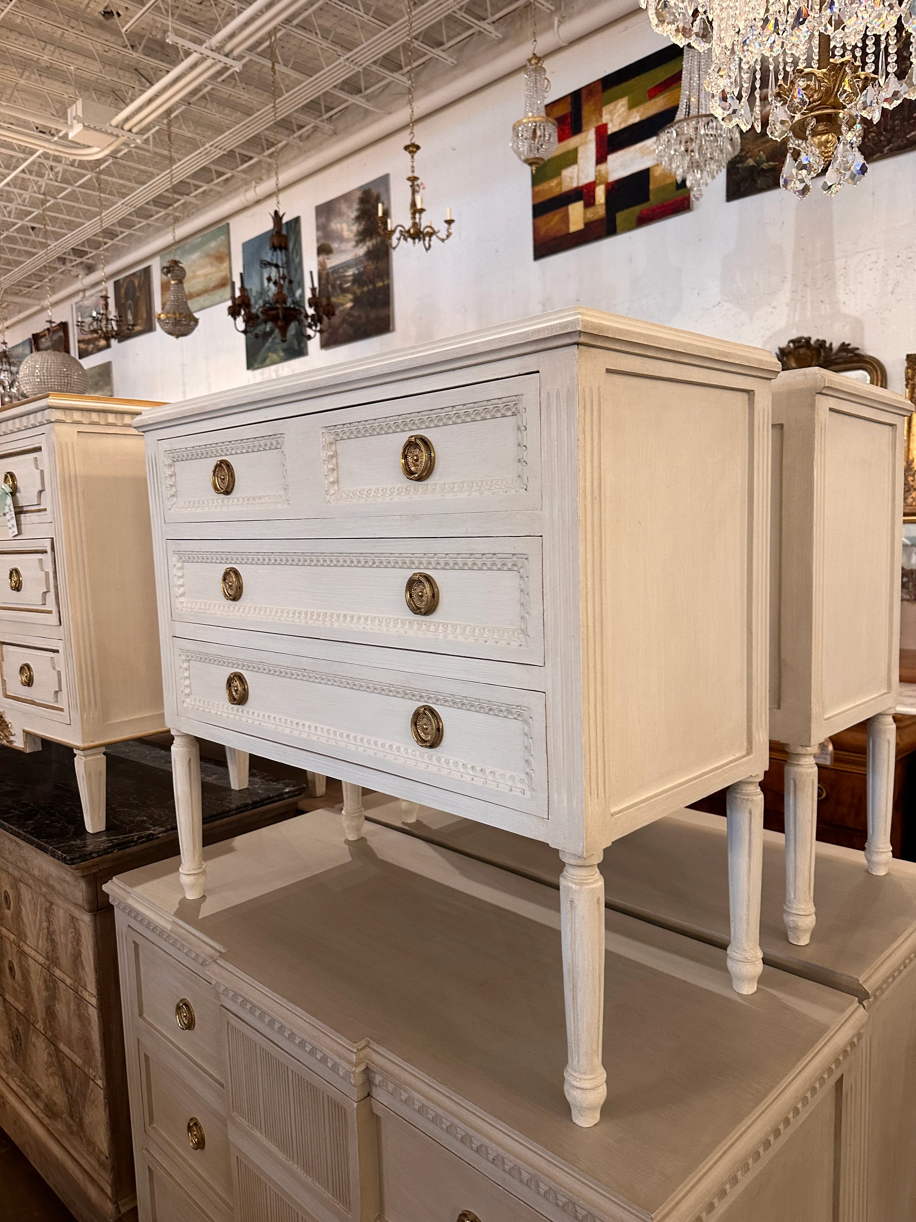 White Swedish Long Leg Nightstand - Image 3